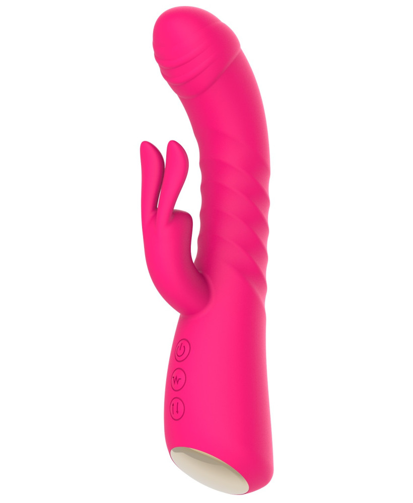 Vibromasseur rabbit rose chauffant avec fonction va-et-vient, USB 
